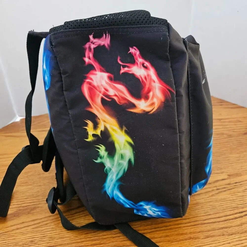 Fire Rainbow Dragon Backpack School Bookbag 15 x 11 x 6